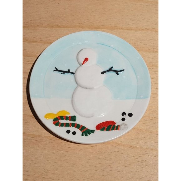 MWW Market Mini Plate #2 in Series How to Build a Snowman 4.5" Holiday Winter - Picture 1 of 2